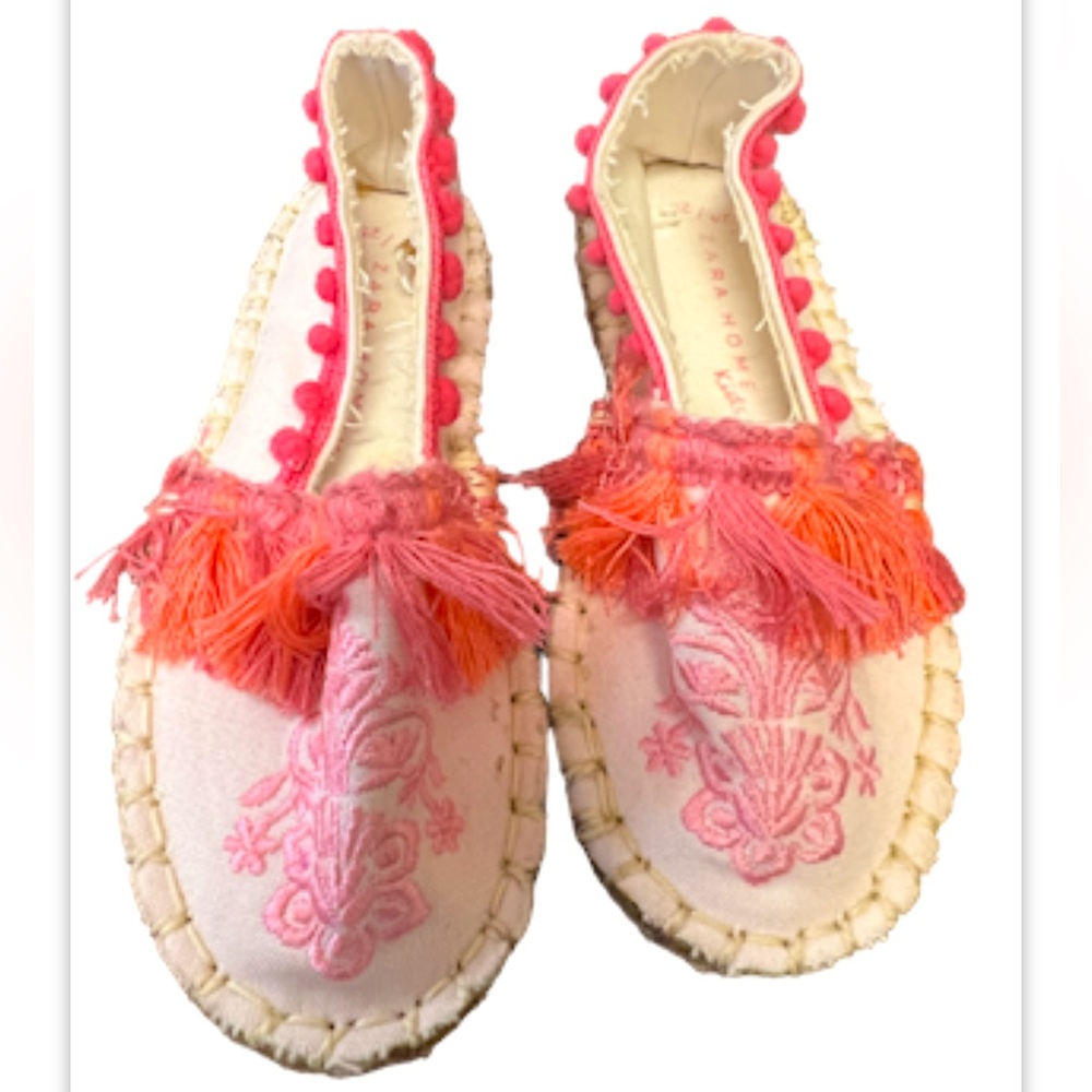 Zara Home Kids Pink Embroidered Tassel Barbie Espadrilles 24-25
